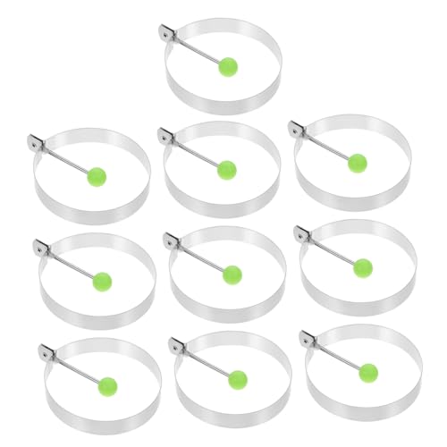 TOYANDONA 10 Stück Teiliges Edelstahl Eierring Faltbarem Griff Antihaftbeschichtet Hitzebeständig und Lebensmittelecht für Spiegeleier Omeletts und Pfannkuchen Leicht zu Reinigen und Sicher von TOYANDONA