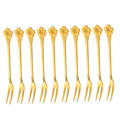 TOYANDONA 10 Stück Teiliges Edelstahl Obstgabeln mit Niedlichem Kirschblüten design Langlebig und Stabil für Früchte Desserts und Snacks Geeignet für Zuhause Bar und Partygebrauch von TOYANDONA