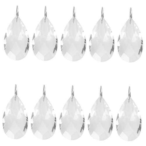 TOYANDONA 10 Stück Teiliges Kristallanhänger Transparent mit Stahlring Facettierte Kristall Dekoanhänger zum Aufhängen Geeignet für Kronleuchter Lampen Fensterdekoration und DIY von TOYANDONA