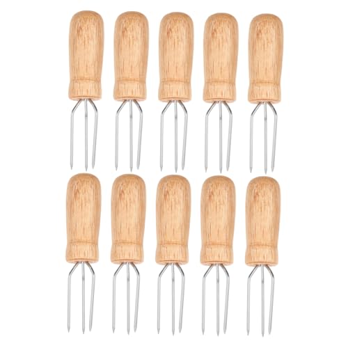 TOYANDONA 10 Stück Teiliges Set Maisgabeln mit Dreizackigem Edelstahlgriff und Kleinem Holzgriff Wiederverwendbare Grillspieße für Maiskolben Obst und Gemüse Sicheres Greifen für Bbq und TOYANDONA 10 Stück Teiliges Set Maisgabeln mit Dreizackigem Edelstahlgriff und Kleinem Holzgriff Wiederverwendbare Grillspieße für Maiskolben Obst und Gemüse Sicheres Greifen für Bbq und von TOYANDONA
