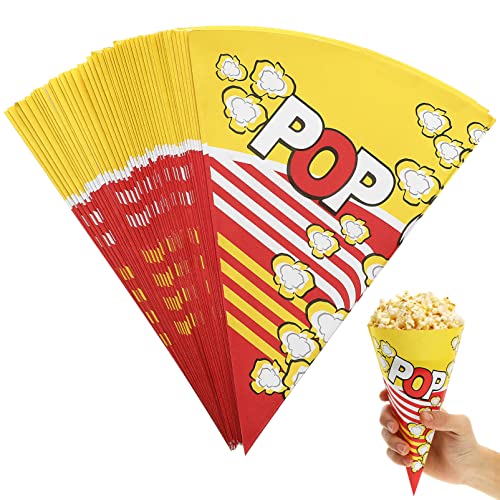 TOYANDONA 100-Teilige Popcorntüten Papier Mit Konischen Spitzen Kegelförmige Leckereientüten Popcornmaschinenzubehör Für Popcornbars Filmabende Konzessionen von TOYANDONA