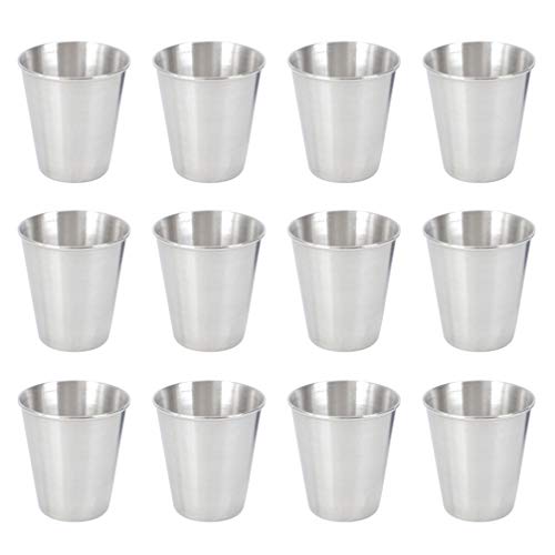 TOYANDONA 12 Stück Edelstahl-Schnapsbecher Trinken tragbare Edelstahl-Schnapsgläser Weinbecher Trinkbecher für Whisky Likör (45ml) von TOYANDONA