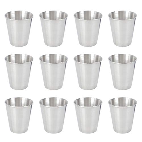 TOYANDONA 12 Stück Edelstahl-Schnapsbecher trinken tragbare Edelstahl-Schnapsgläser Weinbecher Trinkbecher für Whisky Schnaps (70ml) von TOYANDONA
