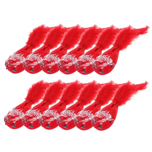 TOYANDONA 12 Stück Künstliche Vogeldekoration Ornament Clip Topper Hängender Rotkehlchenbaum Für Künstliche Weihnachtsdekoration Kranzdekorationen Vögel Kardinalfigur Künstliche von TOYANDONA