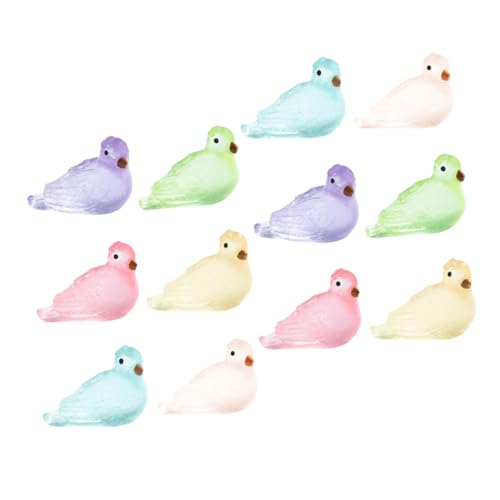 TOYANDONA 12 Stück Leuchtende kleine Taube gartenfigur Miniaturtiere Mini-Vögel Minifiguren groß Vogelfigur Handwerk Simulationsvogelfigur Miniaturvögel zum Basteln Vogelfiguren Harz von TOYANDONA