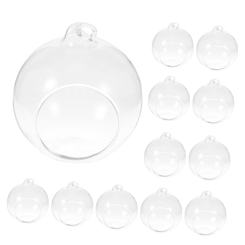 TOYANDONA 12 Stück Micro-Landschaftsvase hängend drinnen Anlage Container Terrarienschale pflanzenständer kerzenständer Luftpflanzenglobus Glaskugel zum Aufhängen Transparent von TOYANDONA