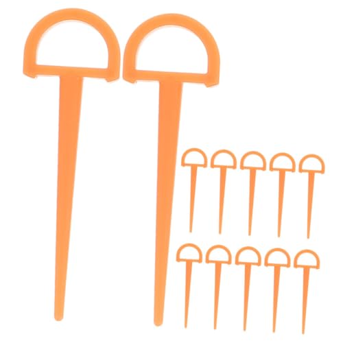 TOYANDONA 12 Stück Robuste Zeltheringe Kunststoff Leichte Wiederverwendbare Erdnägel für Camping D Form für Zelte und Picknickdecken Orange von TOYANDONA