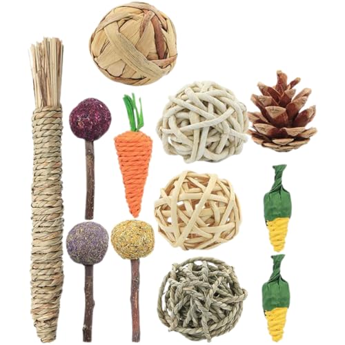 TOYANDONA 12 Stück Teiliges Kleintier kauspielzeug aus Natur rattanbällen Zahnpflegend und Spielerisch Geeignet für Hamster Kaninchen Chinchillas und Kleine Nagetiere im Zufällige Farbe von TOYANDONA
