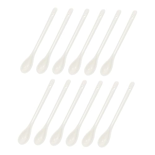 TOYANDONA 12 Stück Teiliges Lange Porzellanlöffel mit Ergonomischem Griff Langlebig und Leicht als Dessert Kaffeerührlöffel für Zuhause Spülmaschinenfest und Platzsparend von TOYANDONA