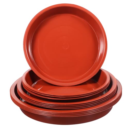 TOYANDONA 12 Stück Teiliges Runde Pflanzuntersetzer aus Kunststoff Flache Blumentopf drip Trays in Rot Stabile Pflanzentopf tabletts für Innen Außenbereich von TOYANDONA
