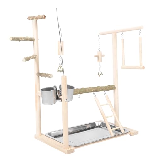 TOYANDONA 1Satz Papagei Standstange aus Hochwertigem Stabiler Vogelspielplatz mit Leiter und Snackschale für Papageien und Nymphensittiche Fördert Spiel und Gesundheit Perfektes von TOYANDONA