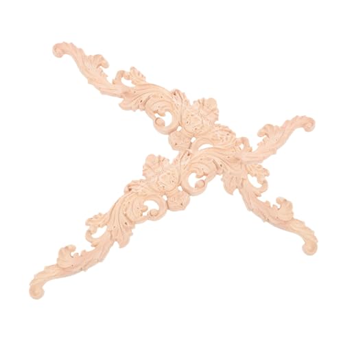 TOYANDONA 2 STÜCK Teiliges Holzapplikationen mit Geschnitztem Blumenmuster Europäischer Stil Massivholz Onlay für Bett Tür Schrank Möbel Dekorative Holzornamente Rustikale Oberfläche von TOYANDONA