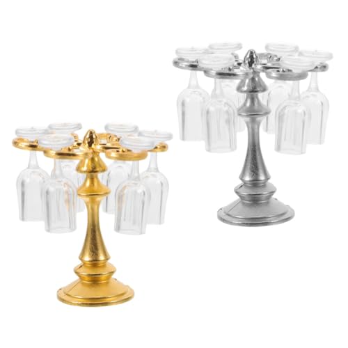 TOYANDONA 2 Sätze Miniaturisiertes Weinregal Trinkglas Halter Authentisches Zubehör für Puppenstube Küche und Esstischdeko von TOYANDONA