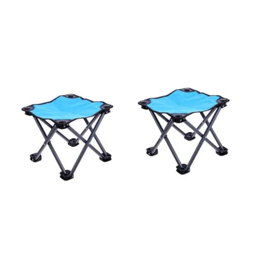 TOYANDONA 2 Stck. Outdoor-Klappstuhl faltbar Picknick leicht Strand tragbar Falten klein Außenstuhl Fischerei Versorgung zusammenklappbarer Anglerhocker Grill Klappstuhl Oxford-Stoff Blau von TOYANDONA