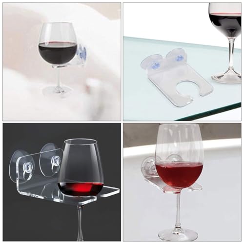 TOYANDONA 2 Stück Acryl Weinglashalter mit Starkem Saugnapf Stabiler Badewannen Getränkehalter Rutschfester Duschbecher Organizer Installieren und Bruchsicher Transparent von TOYANDONA