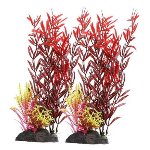 TOYANDONA 2 Stück Aquarium Pflanzen Deko Ersatz Künstliche Wasserpflanzen Aquarium Gras Naturgetreu Wasserfest Fish Tank Dekoration Lebensecht für Aquarien von TOYANDONA
