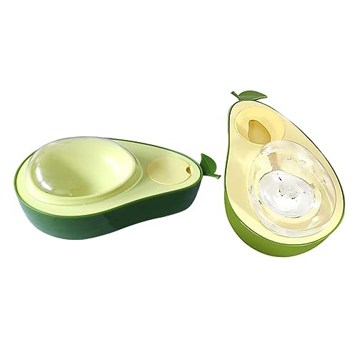 TOYANDONA 2 Stück Erhöhter Katzenfutterspender mit Wasserspender Teiliges Avocado Form Automatischer Futternapf aus Hochwertigem für Katzen Hunde und Kleintiere rutschfest und Geräuscharm von TOYANDONA