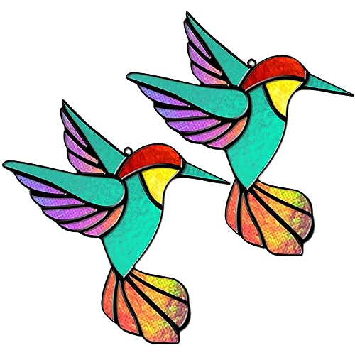 TOYANDONA 2stücke Hummingbird Fensterhängedekoration Ornamente Für Fenster Mit Juteschnur Und Unsichtbarem Haken Für Garten Und Zuhause von TOYANDONA
