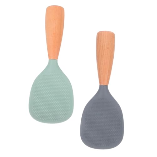TOYANDONA 2 Stück Hitzebeständiger Antihaftbeschichteter Reislöffel mit Ergonomischem Rutschfestem Holzgriff Selbststehend Küchenhelfer für Sushi Reis und Kartoffelpüree Teiliges in Grün von TOYANDONA