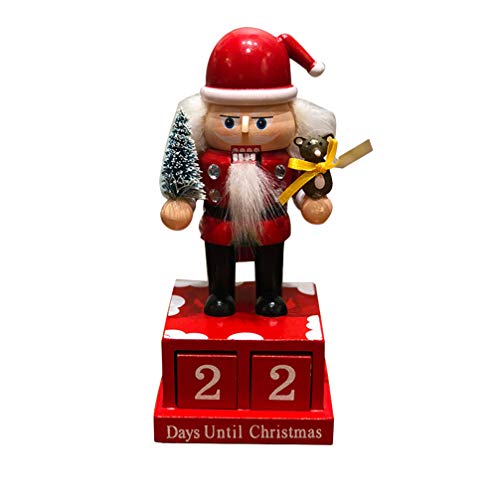 TOYANDONA 2 Stück Holz Weihnachten Countdown Adventskalender König Nussknacker Santa Claus Sammlerstücke Walnuss Soldat Countdown Kalender Puppe Festliche Feiertagsdekoration von TOYANDONA