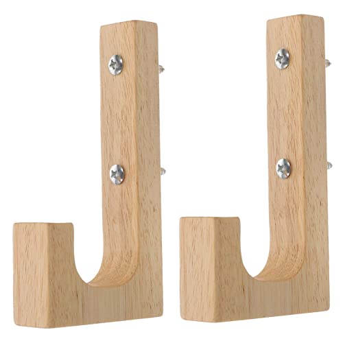 TOYANDONA 2 Stück J förmige Wandhaken aus Massivem Holz Robuste Kleiderhaken für Bad und Schlafzimmer Glatte Oberfläche Kratzfrei Minimalistischer Stil Vielseitig für Mäntel Hüte Taschen von TOYANDONA