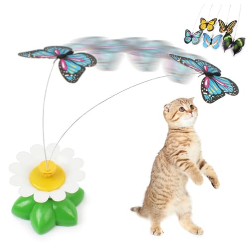 TOYANDONA 2 Stück Katzen Elektronisches Rotationsspielzeug mit Schmetterlingsdesign Batterie Nicht Enthalten Zufällige für Interaktive Katzenunterhaltung und Spielspaß von TOYANDONA