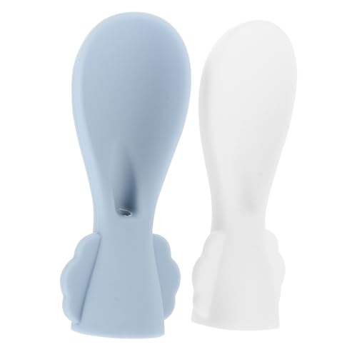 TOYANDONA 2 Stück Löffel Frei Wiederverwendbar Flexibler Quetsch Löffel für Babybrei Ergonomisch Hitze und Kältebeständig für Training und Selbstständiges Füttern in Weiß und Blau von TOYANDONA