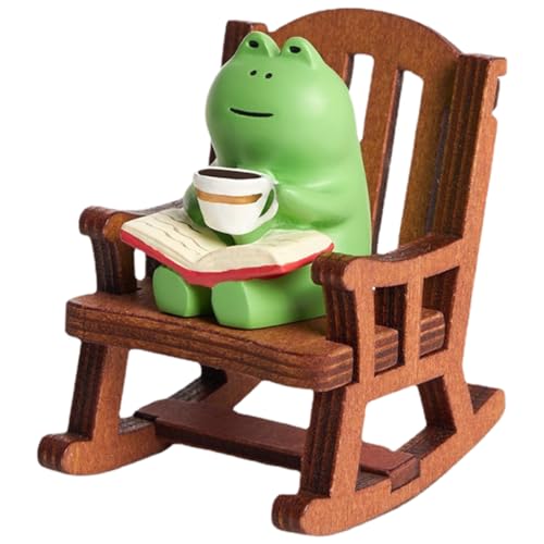 TOYANDONA 2 Stück Miniatur Frosch Dekorationsfigur im Schaukelstuhl Garten Ornament Resin für Garten und Innenräume Niedliche Tierfigur als für Freunde und Familie von TOYANDONA