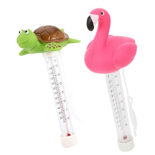 TOYANDONA 2 Stück Pool Wasserthermometer mit Flamingo und Schildkröte Schwimmbad Thermometer für Badewanne Präzise Temperaturmessung Celsius und Fahrenheit Langlebig und Sicher im Gebrauch von TOYANDONA