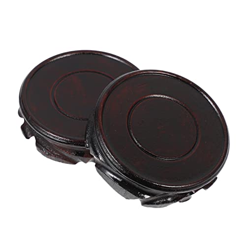 TOYANDONA 2 Stück Runde Holzsockel Massivem Furnierholz Dekorative Blumentopfhalterung und Vintage Deko Basis für Vasen Buddha Figuren und Teekannen Natürliche Handgefertigte von TOYANDONA