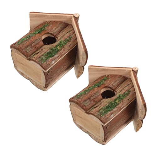 TOYANDONA 2 Stück Rustikales Holz wetterfestes Hänge-nistkästen für kleine Vögel dekoratives Gartenhaus zur Verschönerung von Balkon und Terrasse naturnahe Außendeko von TOYANDONA