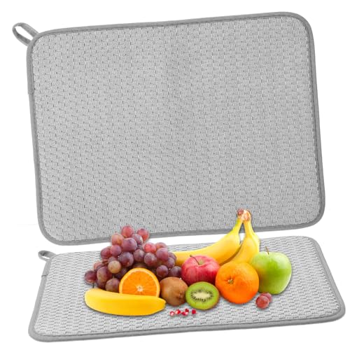 TOYANDONA 2 Stück Saugfähige Mikrofaser Küchentrocknungsmatte Schnelltrocknend Vielseitig als Abtropfmatte Hitzeschutz und Spülbeckenmatte für Geschirr und Besteck von TOYANDONA