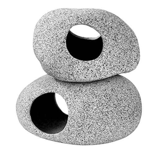 TOYANDONA 2 Stück Teiliges Aquarium Natürliche Steinoptik Fischversteck Höhle für Garnelen und Fische Lebensechte Aquarien Landschaft Zubehör von TOYANDONA
