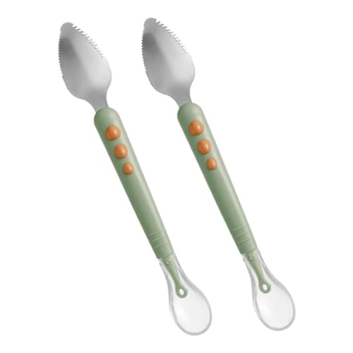 TOYANDONA 2 Stück Teiliges Fütterlöffel aus Lebensmittelechtem mit Edelstahl Flexible Fruchtpüree Schaber Kratzfest Leicht und Langlebig für Junge Mädchen Selbstständiges Essen von TOYANDONA