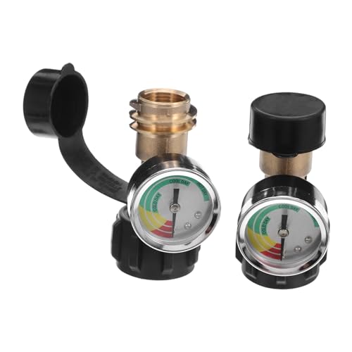 TOYANDONA 2 Stück Teiliges Gasflaschenadapter mit Manometer Wetterfester Messgerät Tankgaspegel Anzeiger Anschluss Messing für Camping Grill Heizung Sicher und Einfach Nachfüllbar von TOYANDONA