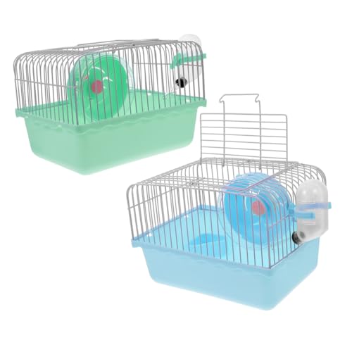 TOYANDONA 2 Stück Teiliges Hamster-reisekäfig Robustem Kunststoff Tragbarer Kleintier-transportkäfig mit Laufrad und Wasserflasche Kompakt und Sicher für Hamster Mäuse und Kleine Haustiere von TOYANDONA