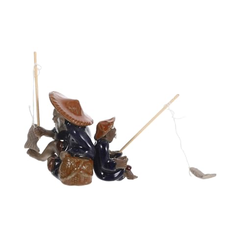 TOYANDONA 2 Stück Teiliges Miniatur Fischerfiguren aus Keramik Traditionelle Angler Skulpturen Vielseitige Aquarium Bonsai-deko Lebendige Zen Garten Ornamente für Fischbecken und von TOYANDONA