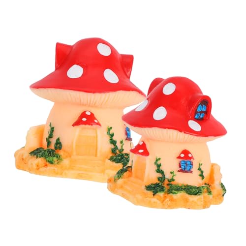 TOYANDONA 2 Stück Teiliges Miniatur Pilzhaus aus Langlebigem Resin Realistische Micro Landschaftsdekoration für Kletter Haustierbox Attraktive Gartenfigur für Natürliche Terrariengestaltung von TOYANDONA