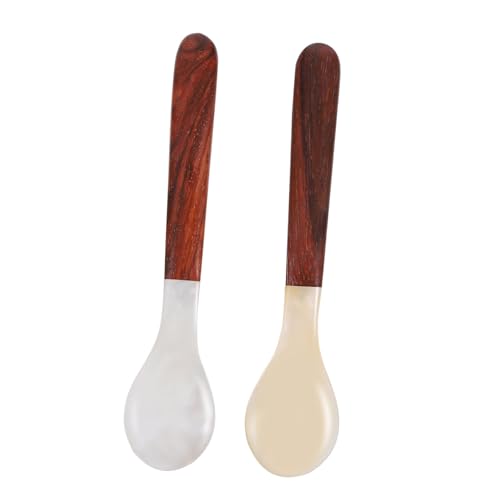 TOYANDONA 2 Stück Teiliges Natürliche Muschel löffel mit Birnbaumholzgriff Vielseitige Rühr Suppenlöffel Handgefertigt für Tee Kaffee und Desserts Geschenkidee für Freunde von TOYANDONA