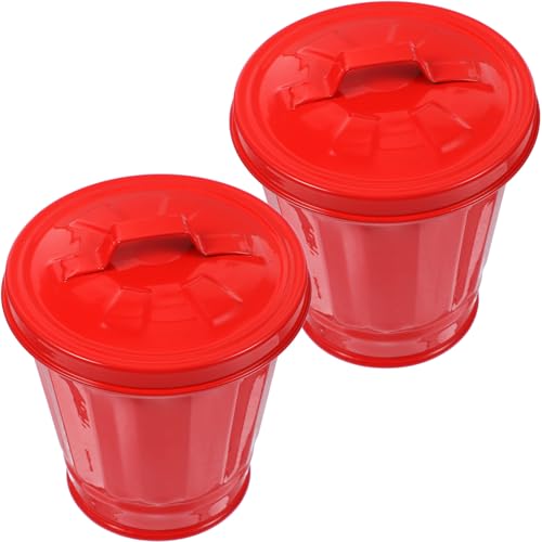 TOYANDONA 2 Stück Teiliges Verzinktes Mini mülleimer Deckel Tragbarer Kleiner Metall abfalleimer für Tisch Geruchsreduzierend Vielseitig Einsetzbar für Küche Büro Bad und Wohnbereich Rot von TOYANDONA