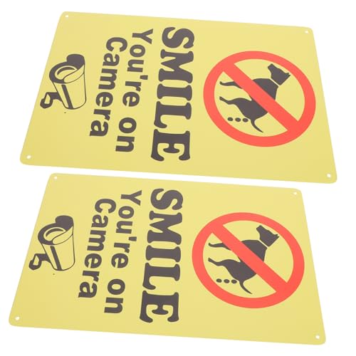 TOYANDONA 2 Stück Warnschild Hundeverbot aus Robustem Eisen Wetterfestes Teiliges mit Smile Your Camera Motiv Leichtes Einsteckschild für Garten Park Hinweis für Hundehalter und von TOYANDONA
