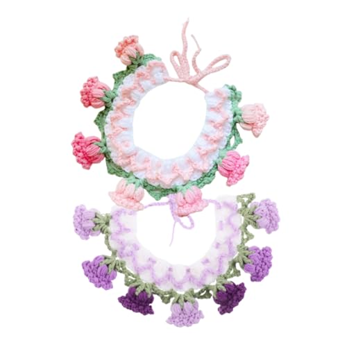 TOYANDONA 2 Stücke Bell Flower Haustier Halsband Verstellbarer Weicher Strickkragen mit Tropfschutz Kuscheliges Accessoire für und Hunde Modisch für Bilder und Alltag Rosa von TOYANDONA