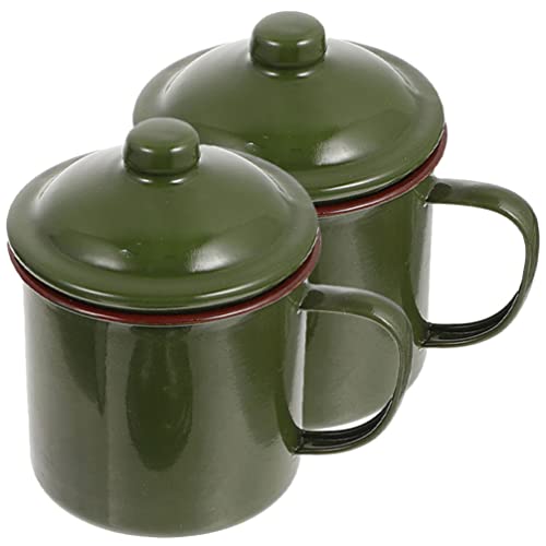 TOYANDONA 2 Stücke Emaille Becher Retro Emaille Teetasse mit Deckel Emaille Tasse Kaffeebecher Milchbecher Tassen Set Kaffeetasse Wassertasse Party Tasse für Outdoor Zuhause Camping von TOYANDONA