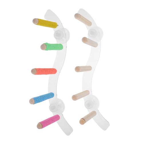 TOYANDONA 2 Stücke Papageien Sitzstange mit Saugnapf Holz Vogelstand für Fenster Dusche Auto rutschfeste Vogelperch Kletterleiter für Papageien Sittiche Wellensittiche Trainingsspielzeug von TOYANDONA