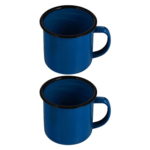 TOYANDONA 2 Stücke Retro Emaille Tasse Emaille Teetasse Kaffeebecher Milchbecher Retro Kaffeetasse Milchtasse Eisen Trinktasse Wassertasse Party Tasse für Outdoor Zuhause Camping Blau von TOYANDONA