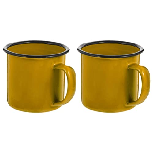 TOYANDONA 2 Stücke Retro Emaille Tasse Emaille Teetasse Kaffeebecher Milchbecher Retro Kaffeetasse Milchtasse Eisen Trinktasse Wassertasse Party Tasse für Outdoor Zuhause Camping Gelb von TOYANDONA