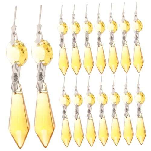 TOYANDONA 20 Stück Achteckiger Perlenanhänger Hängende Deckenleuchte Prisma Drinnen Dekorationen Gelb Bunt Ornament Stränge Hängende Perlen Hängende Kristalle Für Reiz Yellow von TOYANDONA