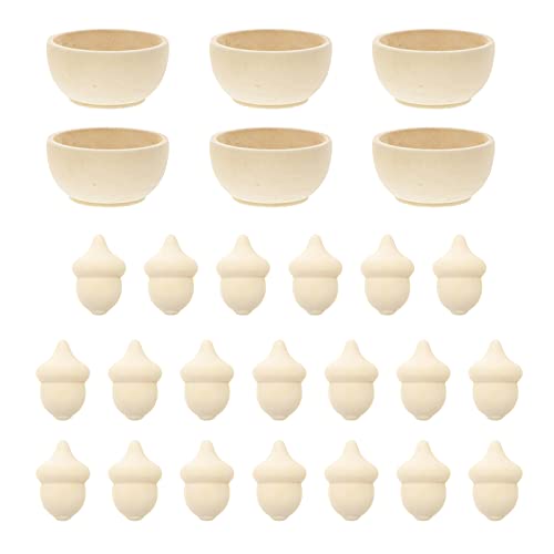 TOYANDONA 20Pcs Holz Eicheln mit 6 Schalen Natürliche Holz Zählen Und Sortierung Kit Unfinished Holz Handwerk DIY Kit TOYANDONA 20Pcs Holz Eicheln mit 6 Schalen Natürliche Holz Zählen Und Sortierung Kit Unfinished Holz Handwerk DIY Kit von TOYANDONA
