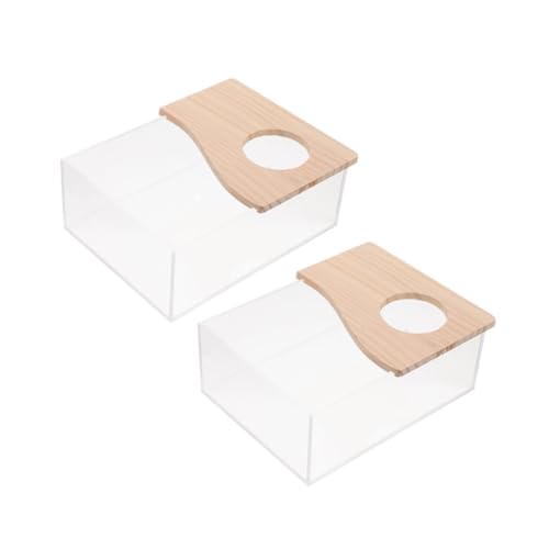 TOYANDONA 2stücke Transparenter Hamsterbadewanne Käfig Chinchilla Badewanne Haushalt Bad Container Mit Holzdeckel Für Kleine Hamster Badewanne Und Sandkasten Für Mäuse Und Chinchillas von TOYANDONA