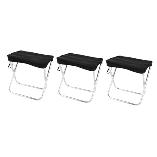 TOYANDONA 3 Stück Campingstuhl Bänke Campinghocker Tragbar Pfad Niedrig Erwachsene Zusammenklappbare Picknickstühle Zusammenklappbarer Campinghocker Gepolstert Schwarz Aluminiumlegierung von TOYANDONA